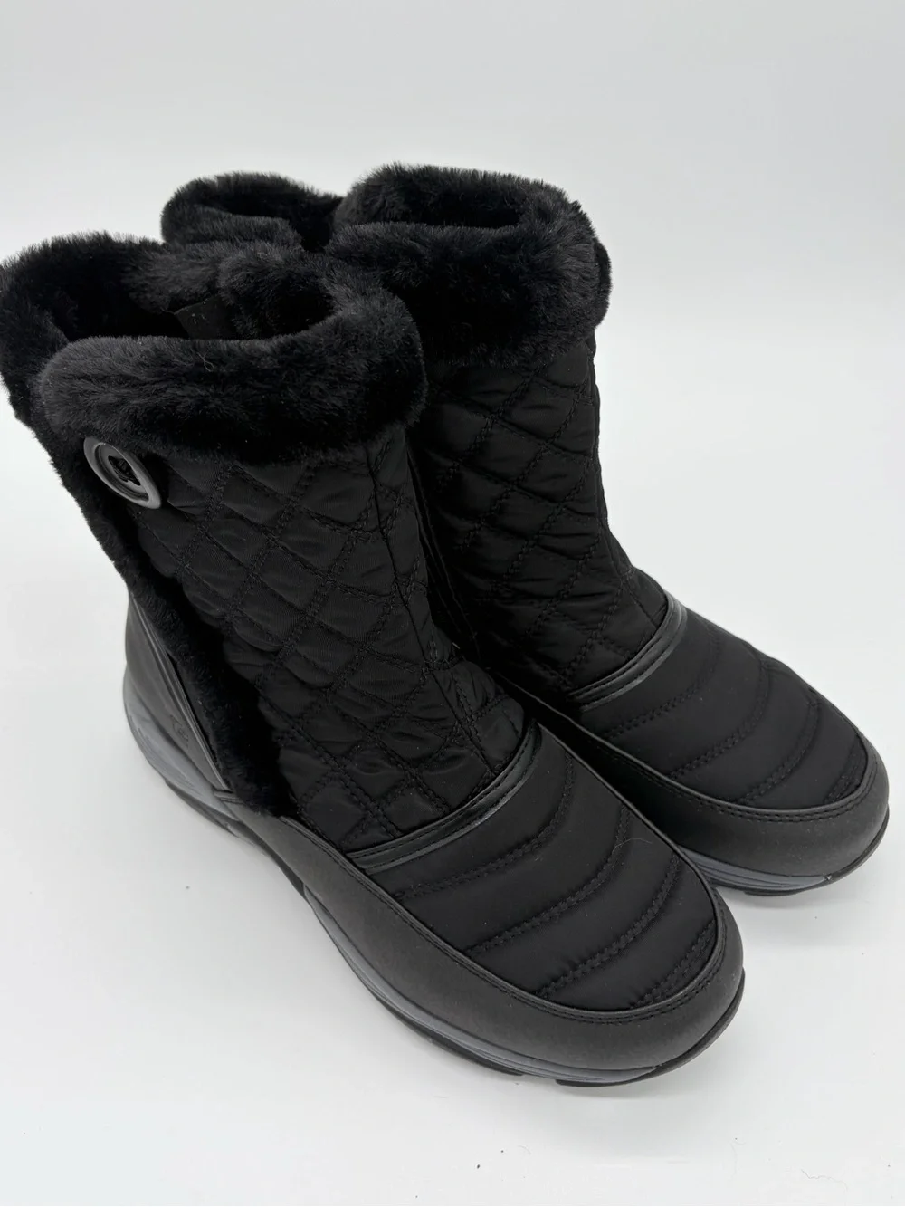 Easy Spirit Black Quilted Faux-Fur Winter Boots